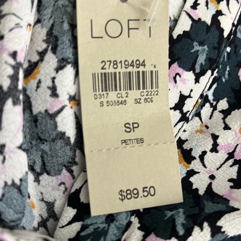 NWT Loft Size Small Petite garden split neck pocket dress $89 no belt